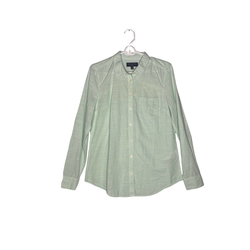 Banana Republic Soft Wash Sz S Womens Green Long Sleeve Button Down Top Shirt